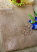 Beige Tissue Zari Saree
