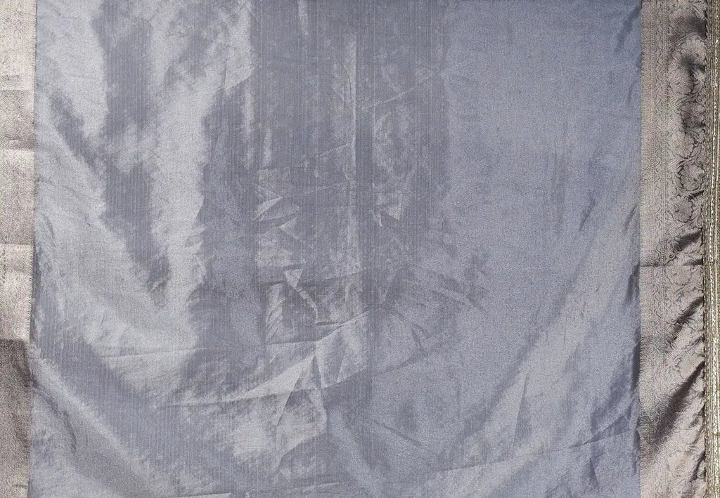 Banarasi Handwoven Tissue Saree in Grey with Zari & Lace details