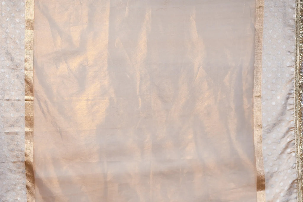 Banarasi Handwoven Tissue Saree with Zari Buti & Lace Border