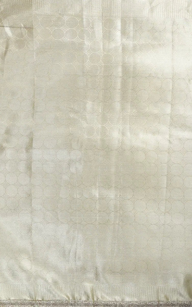 Banarasi Handwoven Gold Kanjivaram Tissue Saree with Zari Border & Subtle Lace