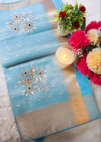 Blue Tissue Zari Saree