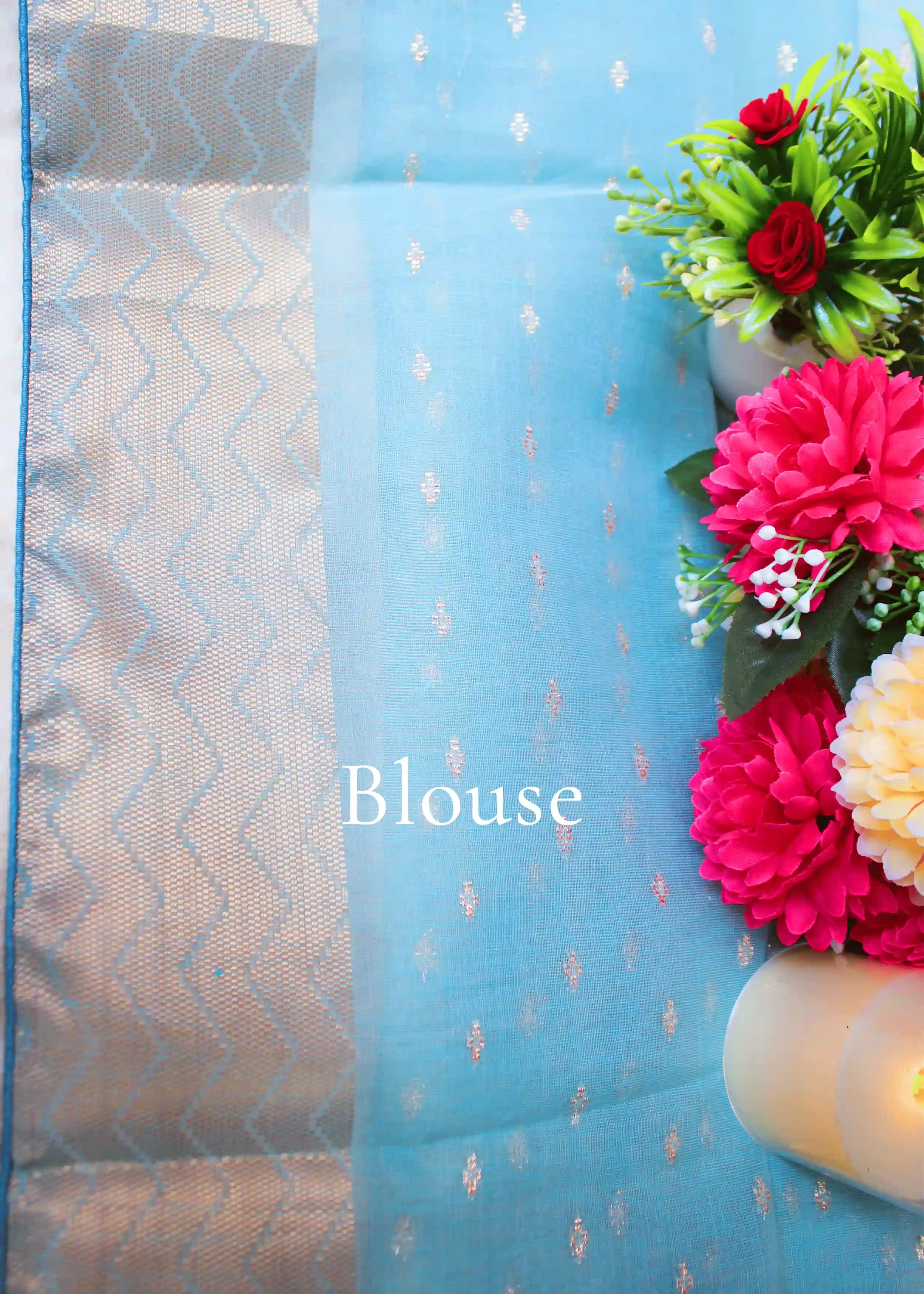 Blue Tissue Zari Saree