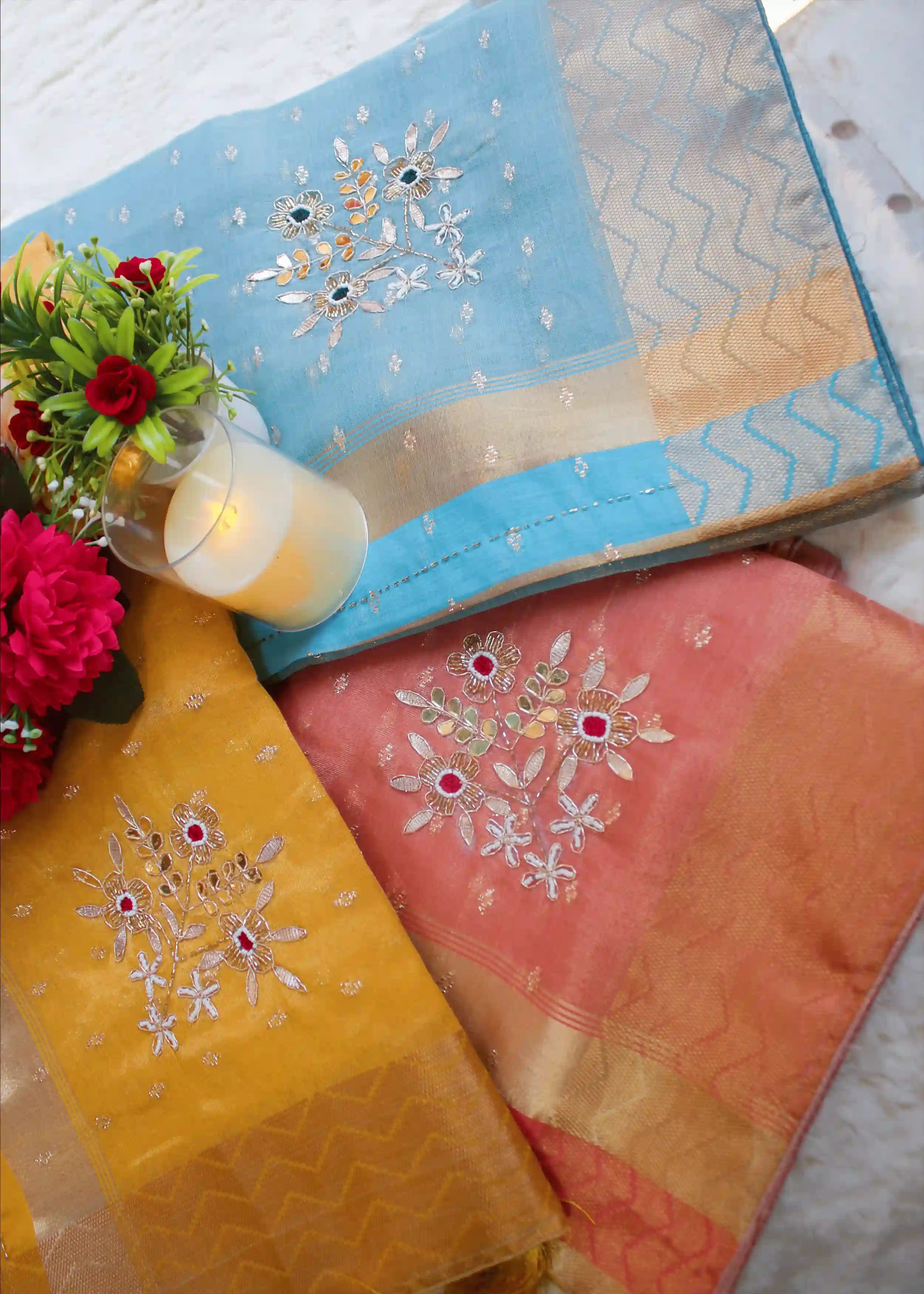 Blue Tissue Zari Saree