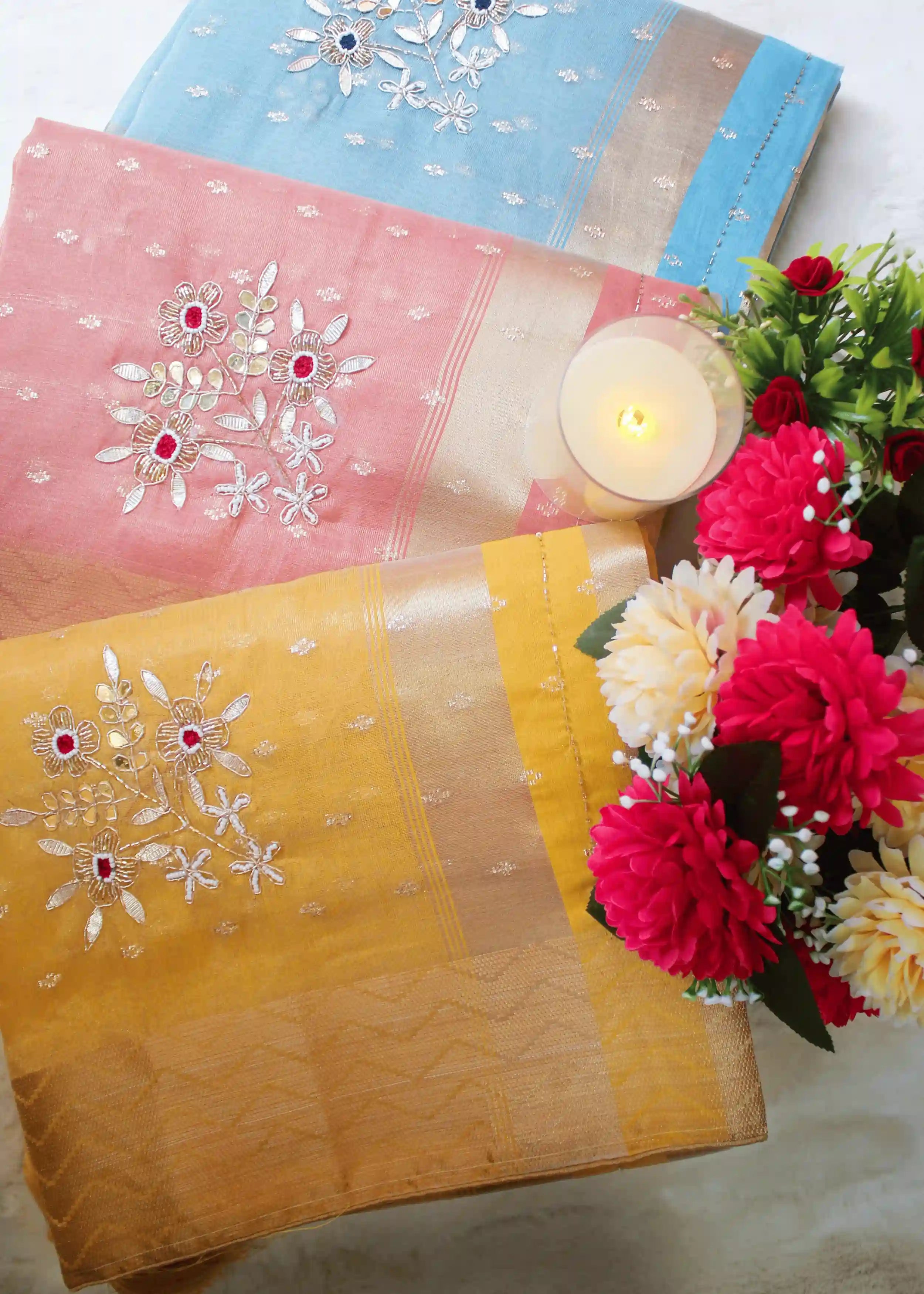 Yellow Tissue Zari Saree