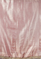 Banarasi Handwoven Tissue Saree in Rose Pink with Zari Border & Lace Detailing