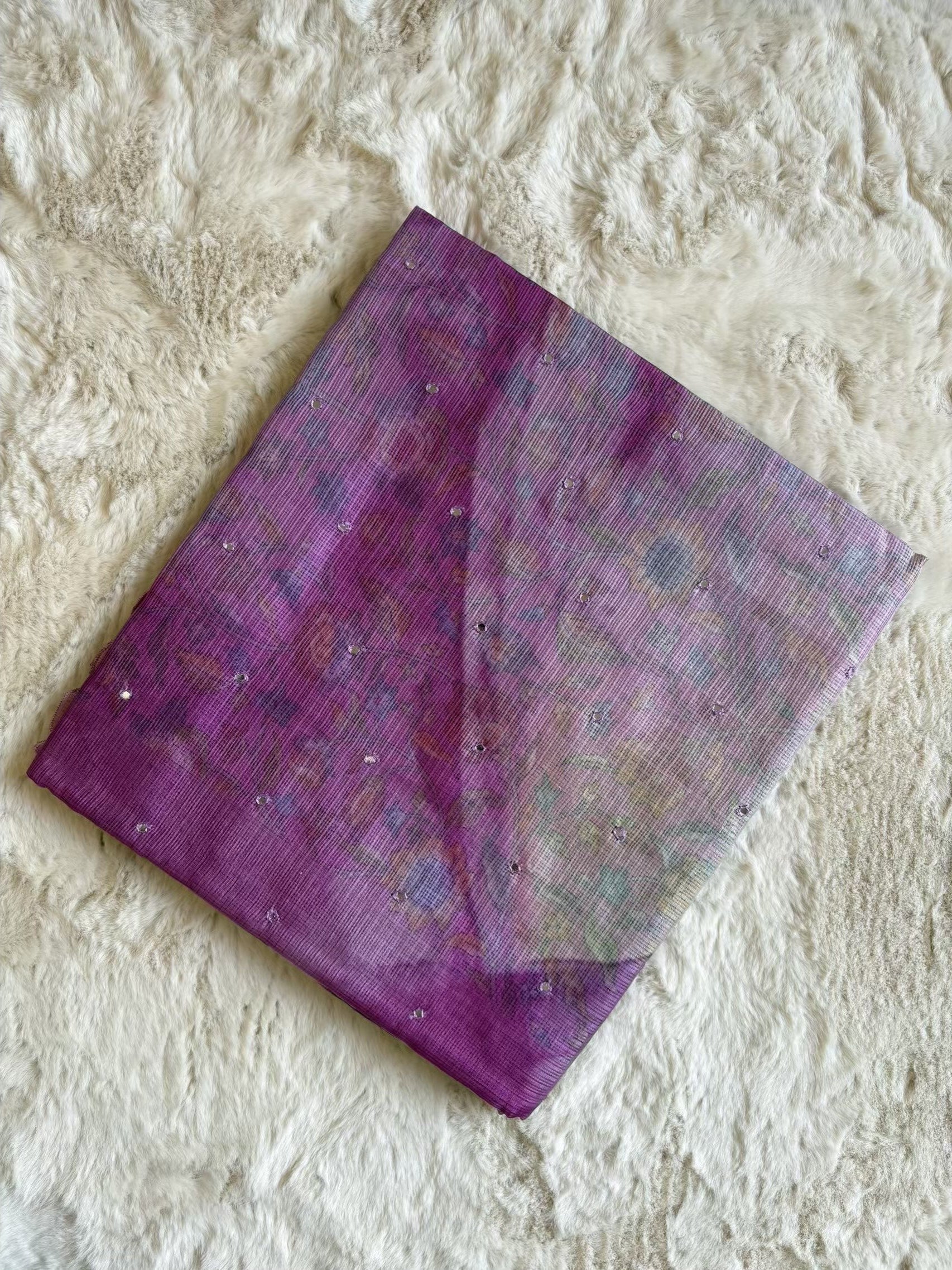 Kota Silk Mirror Work Pink Saree