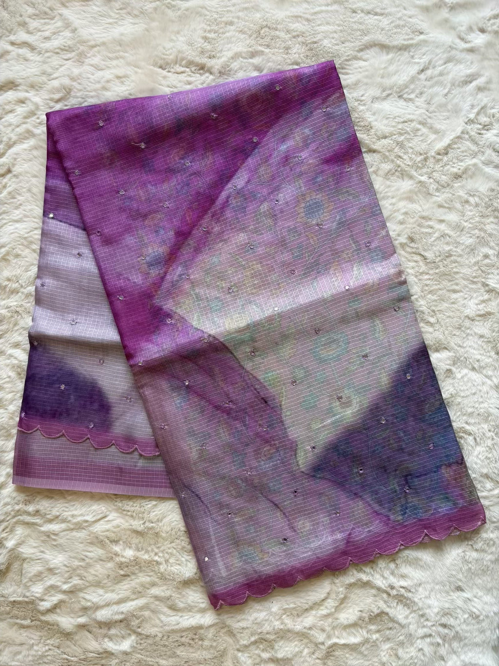 Kota Silk Mirror Work Pink Saree